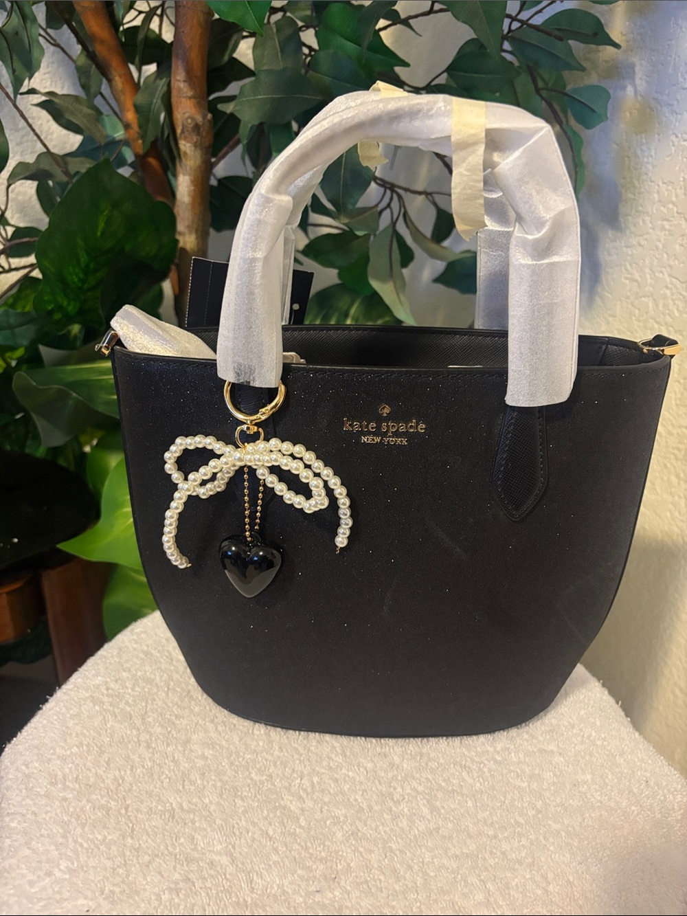 Mini kate spade Black Tote with Gold Logo Hardware